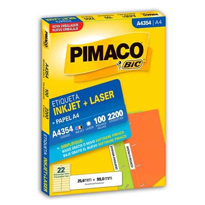 Etiqueta Inkjet + Laser Tipo A4354 - 2 Colunas(cx. C/ 100 Folhas) Papel A-4 - Pimaco