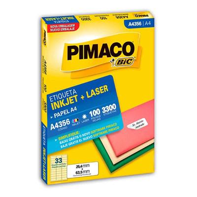 Etiqueta Inkjet + Laser Tipo A4356 - 3 Colunas(cx. C/ 100 Folhas) Papel A-4 - Pimaco