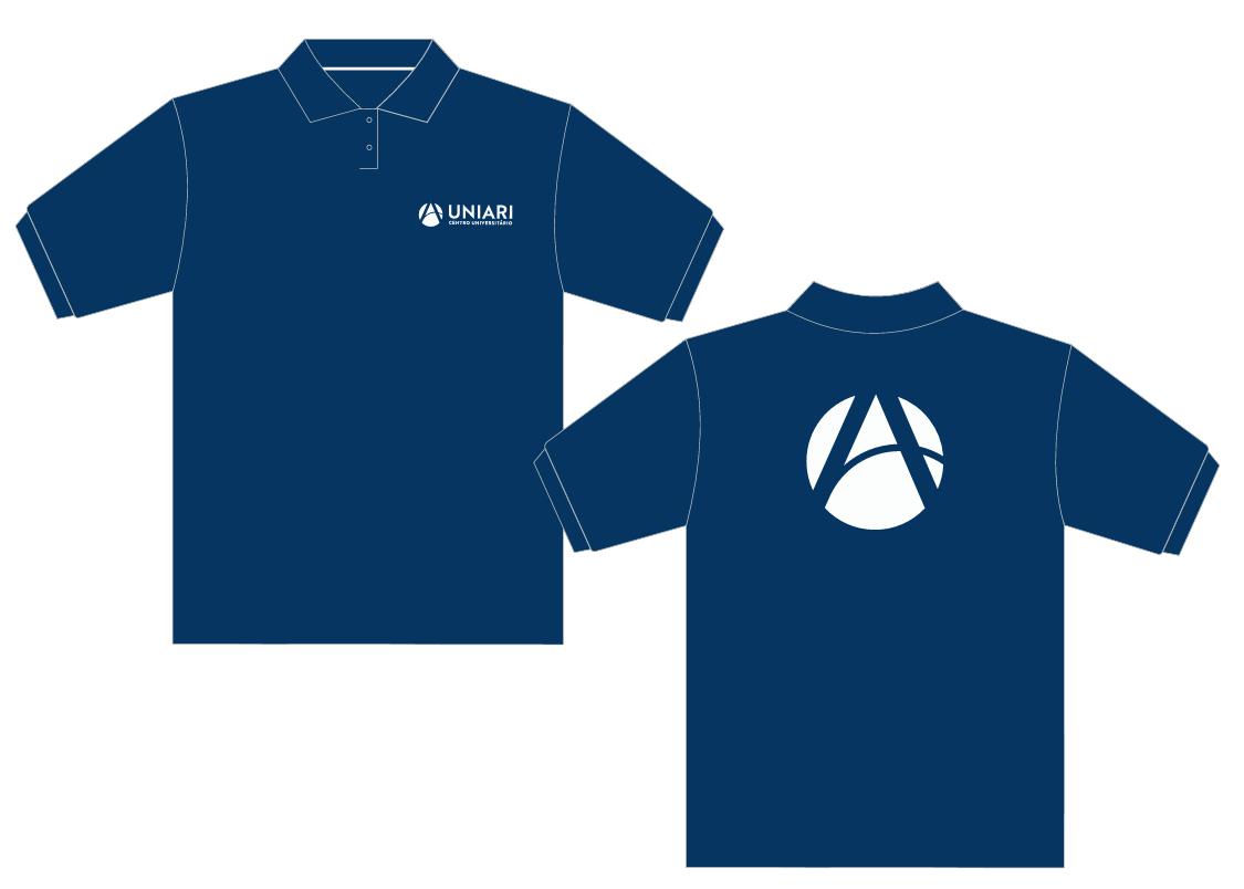 Camisa Gola Polo Funcionário Modelo Padrão Na Cor Azul Marinho Em Malha Pv e Gola Em Algodão Silkada Logo Nas Costas(uniari)