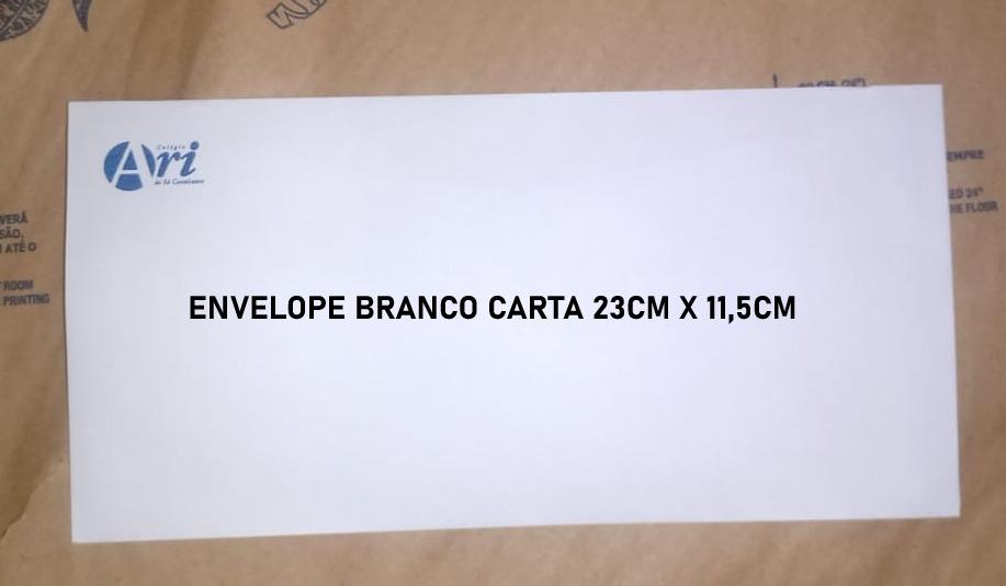 Envelope Branco Carta 23 X 11,5 Com Logo Ari Azul - Produto
